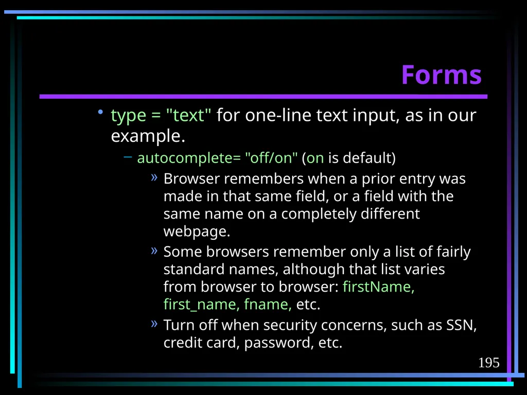 HTML 2 HTML Hypertext Markup Language (HTML) a - slide 195 of 262
