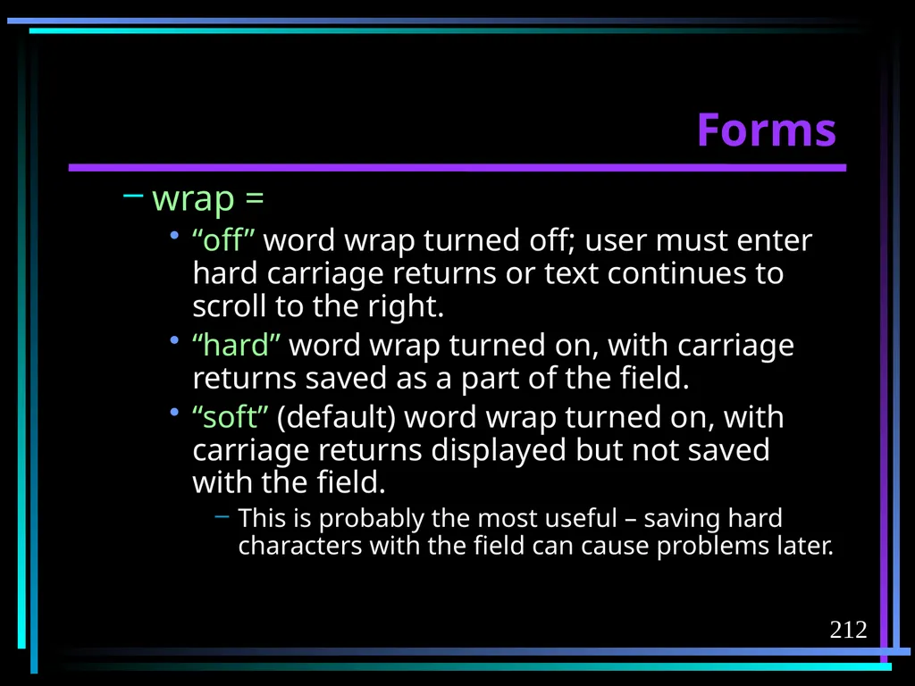 HTML 2 HTML Hypertext Markup Language (HTML) a - slide 212 of 262