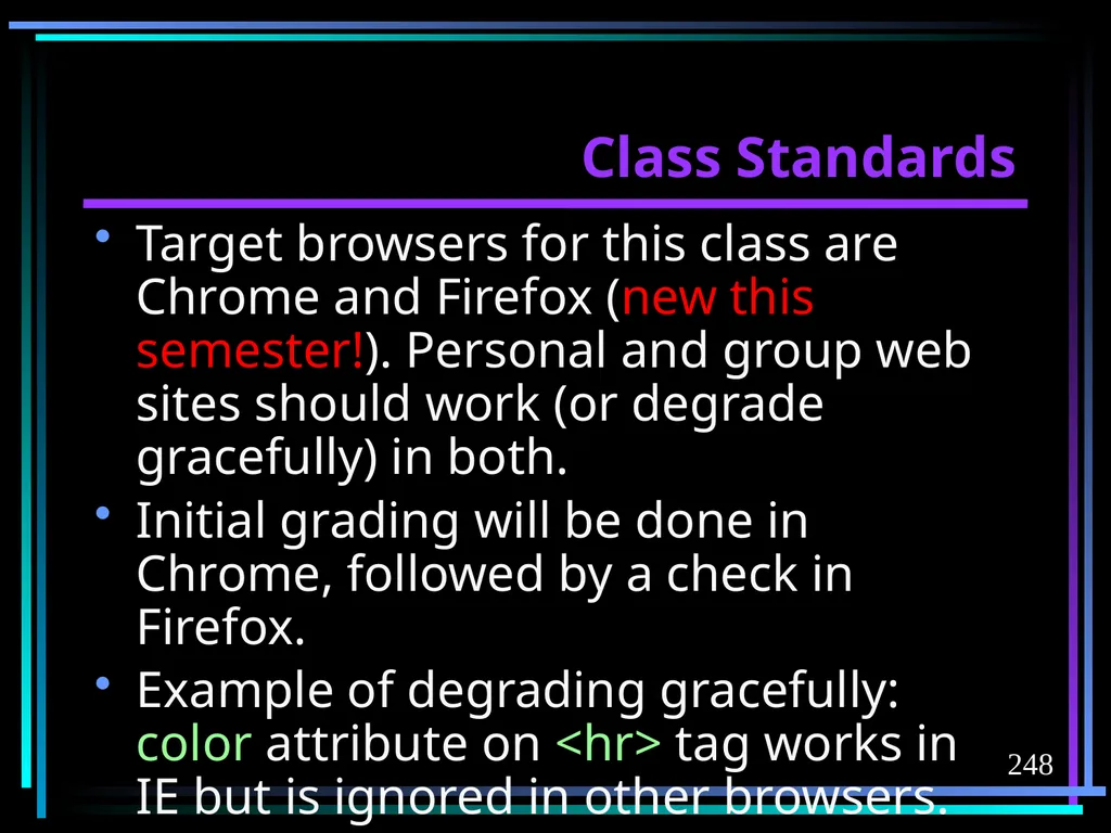 HTML 2 HTML Hypertext Markup Language (HTML) a - slide 248 of 262