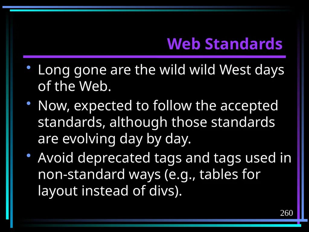 HTML 2 HTML Hypertext Markup Language (HTML) a - slide 260 of 262