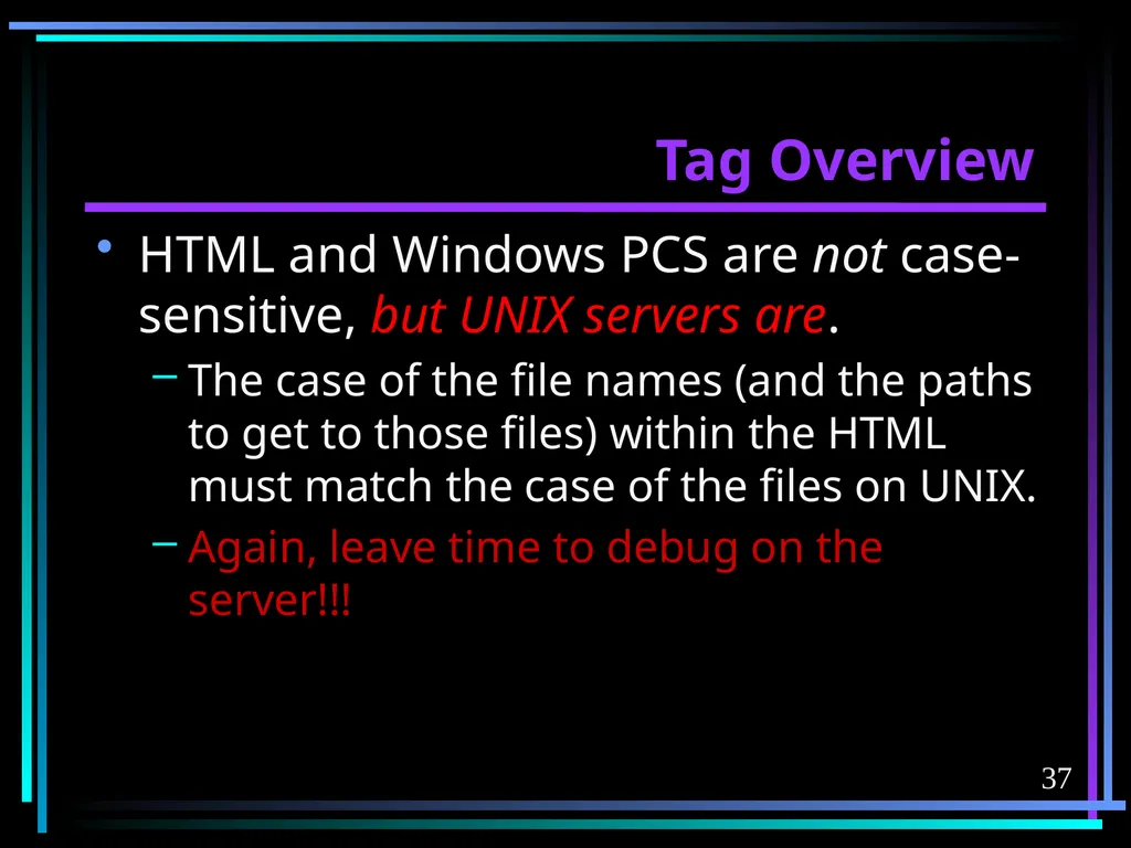 HTML 2 HTML Hypertext Markup Language (HTML) a - slide 37 of 262