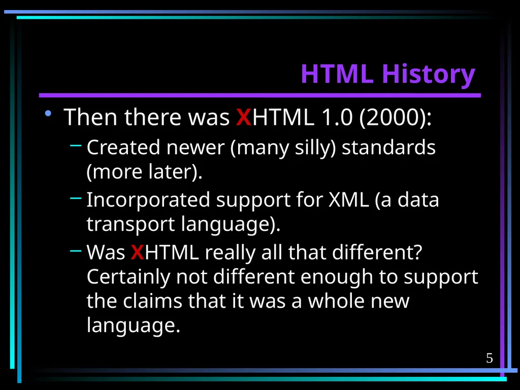 HTML 2 HTML Hypertext Markup Language (HTML) a - slide 5 of 262