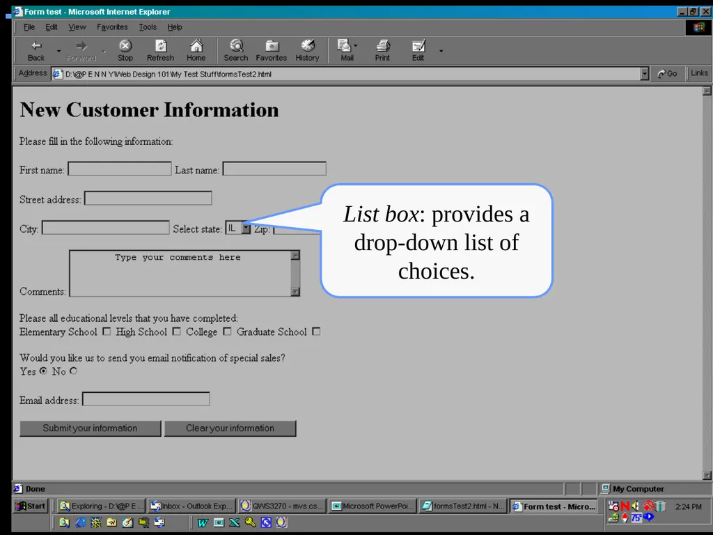 HTML 2 HTML Hypertext Markup Language (HTML) a - slide 206 of 262