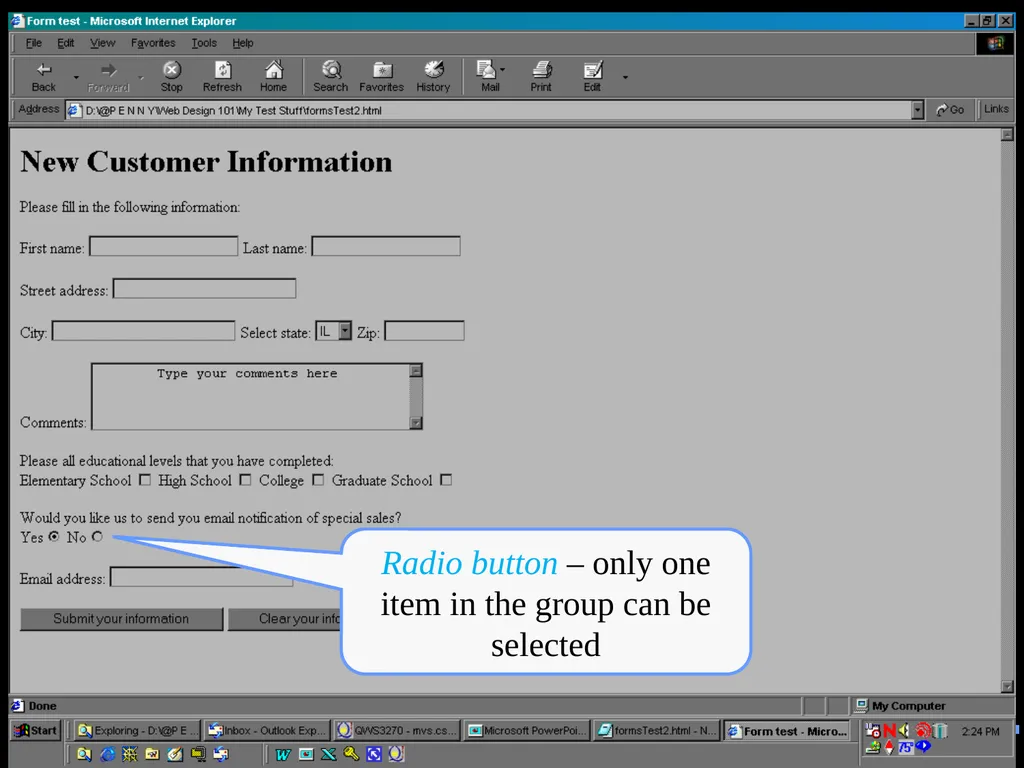 HTML 2 HTML Hypertext Markup Language (HTML) a - slide 216 of 262