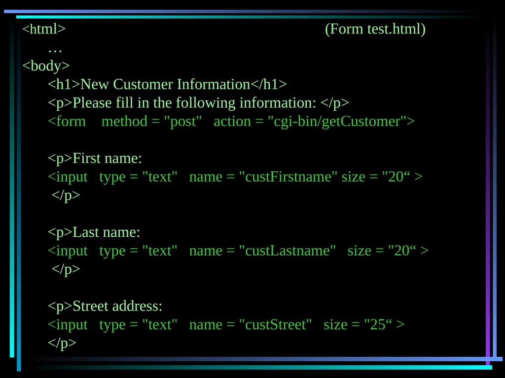 HTML 2 HTML Hypertext Markup Language (HTML) a - slide 183 of 262