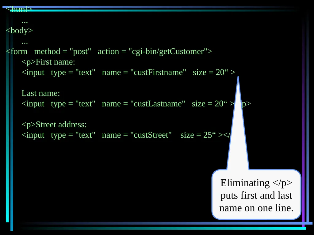 HTML 2 HTML Hypertext Markup Language (HTML) a - slide 205 of 262