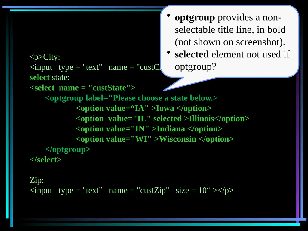 HTML 2 HTML Hypertext Markup Language (HTML) a - slide 208 of 262