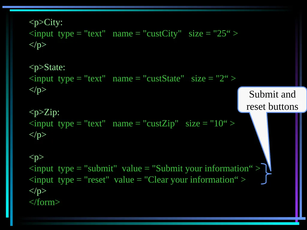 HTML 2 HTML Hypertext Markup Language (HTML) a - slide 199 of 262