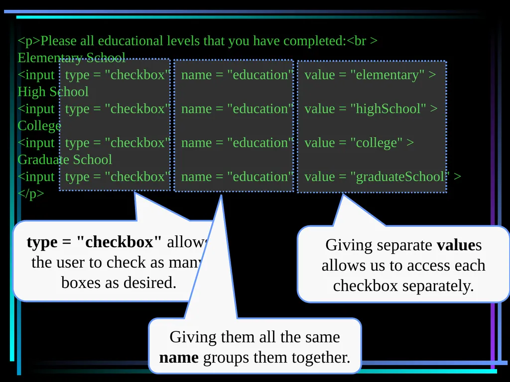 HTML 2 HTML Hypertext Markup Language (HTML) a - slide 215 of 262