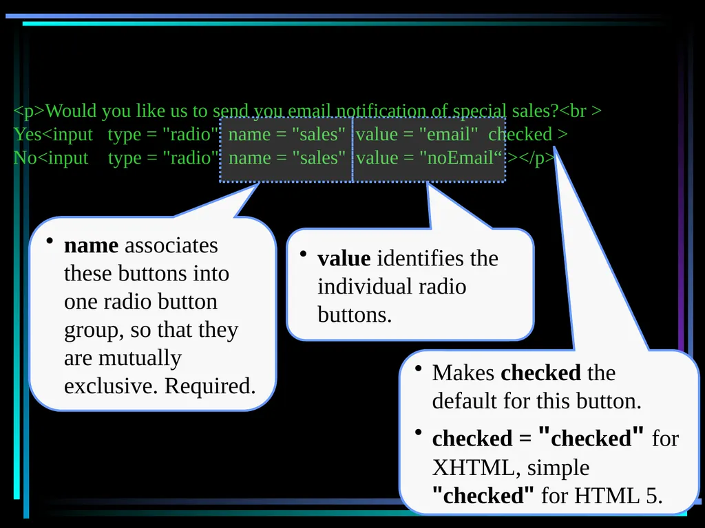HTML 2 HTML Hypertext Markup Language (HTML) a - slide 218 of 262
