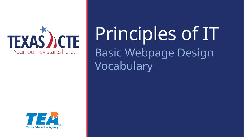 Principles of IT Basic Webpage Design Vocabulary - slide 1 of 12