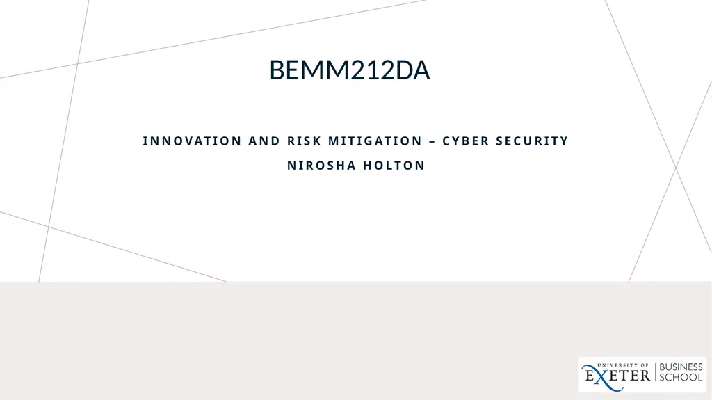 BEMM212DA Innovation and Risk mitigation – Cyber