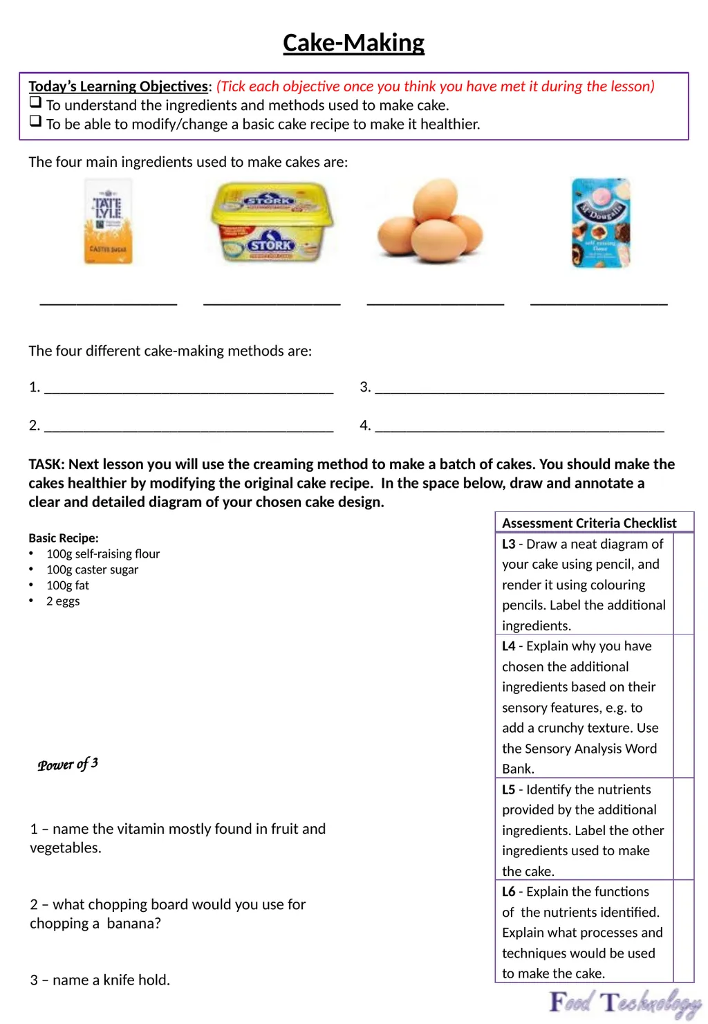Year 7: Food Technology Project: Time for Lunch - slide 16 of 33