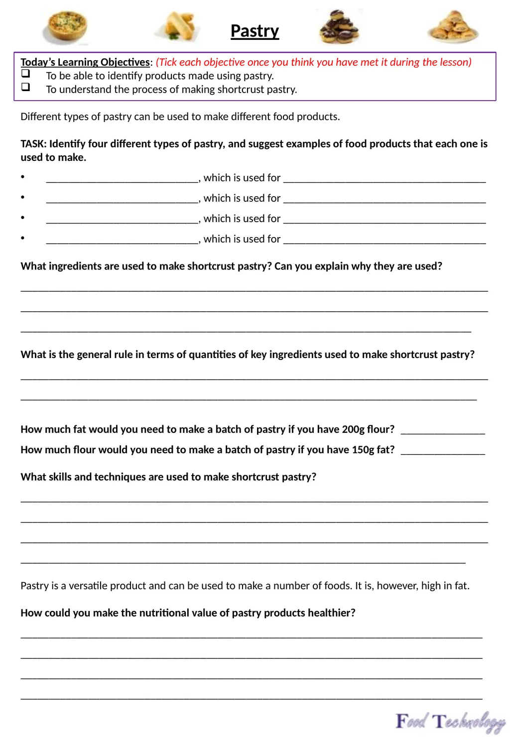 Year 7: Food Technology Project: Time for Lunch - slide 14 of 33