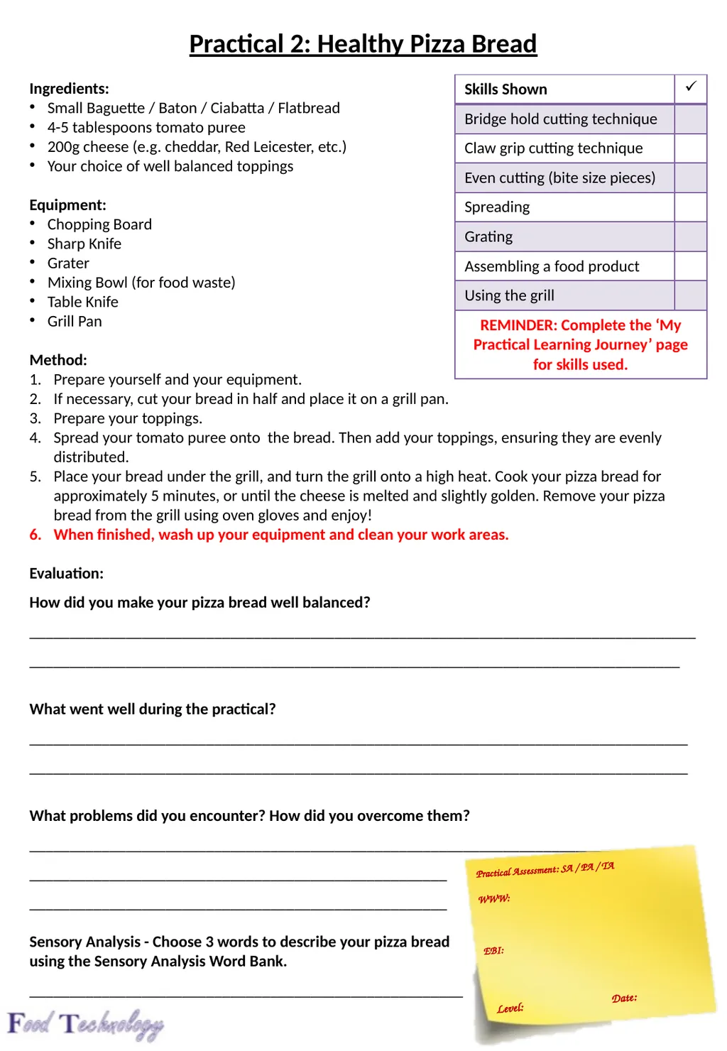 Year 7: Food Technology Project: Time for Lunch - slide 24 of 33