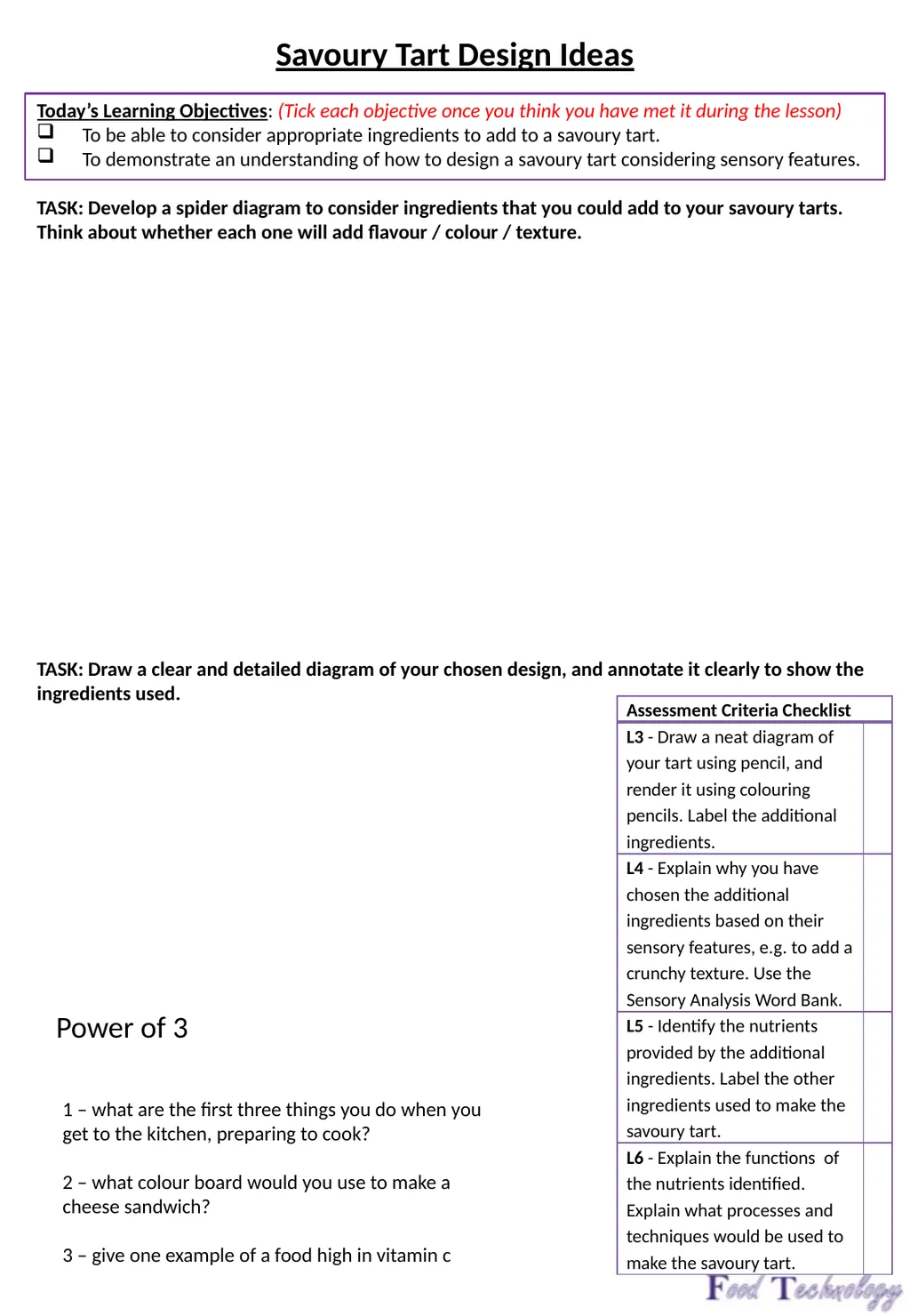 Year 7: Food Technology Project: Time for Lunch - slide 15 of 33
