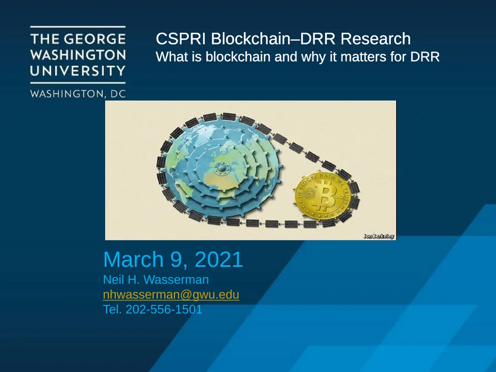 CSPRI Blockchain–DRR Research What is blockchain - slide 1 of 5