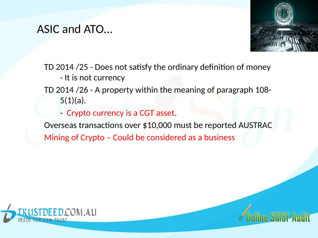 SMSF & Crypto Currency - Good or Bad ! Don't - slide 21 of 26