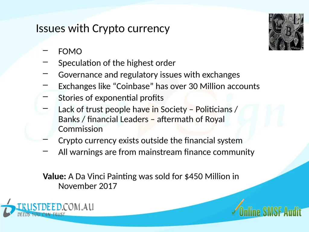SMSF & Crypto Currency - Good or Bad ! Don't - slide 14 of 26