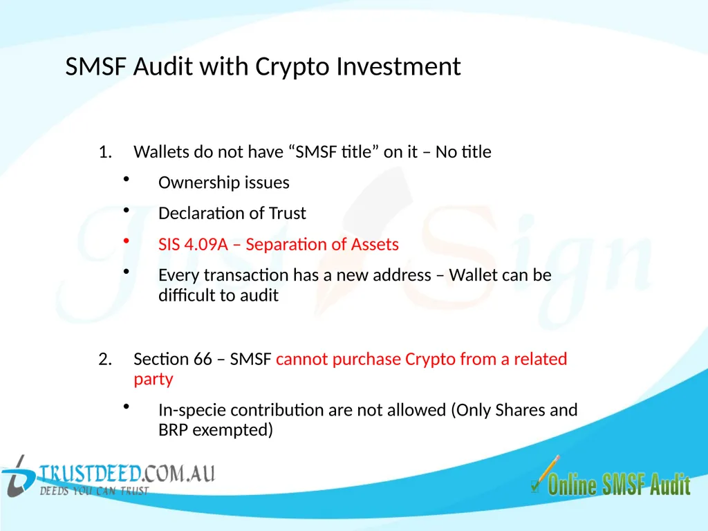 SMSF & Crypto Currency - Good or Bad ! Don't - slide 23 of 26