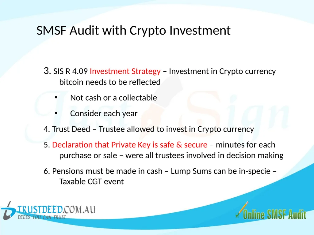 SMSF & Crypto Currency - Good or Bad ! Don't - slide 24 of 26