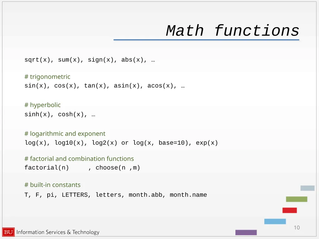 Introduction to R Data Analysis and Calculations - slide 10 of 82