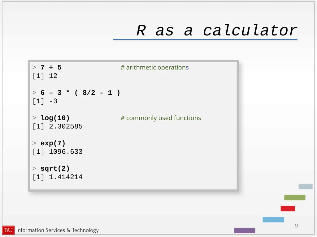 Introduction to R Data Analysis and Calculations - slide 9 of 82
