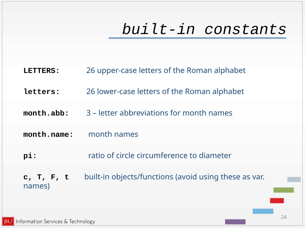 Introduction to R Data Analysis and Calculations - slide 24 of 82