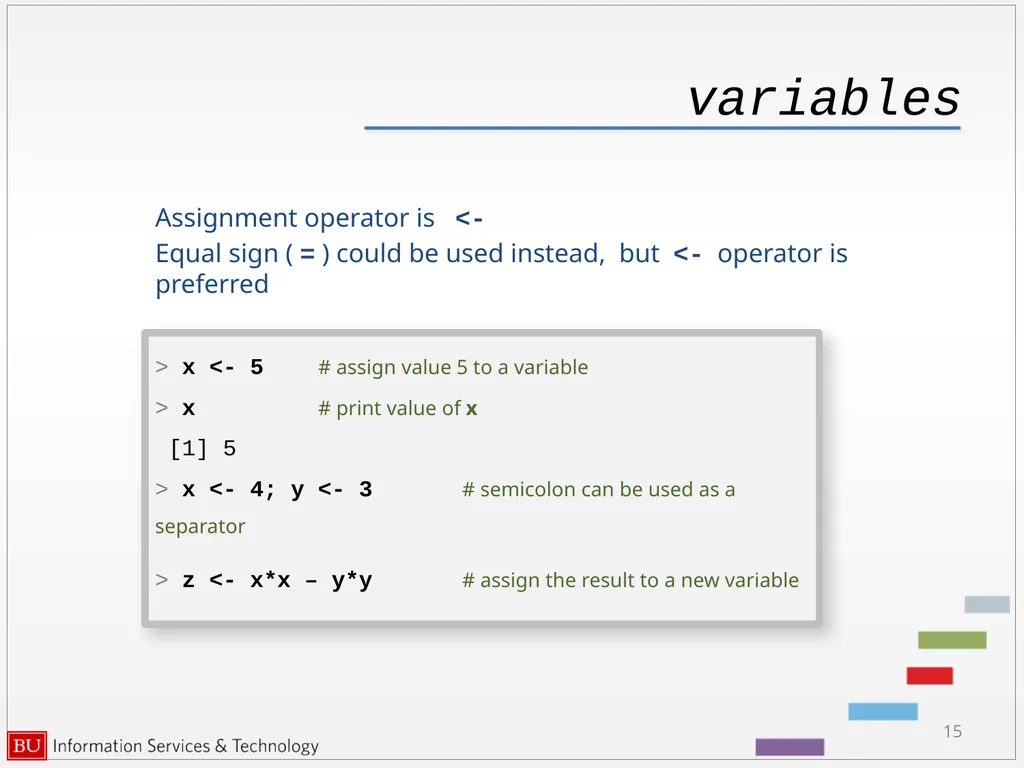 Introduction to R Data Analysis and Calculations - slide 15 of 82