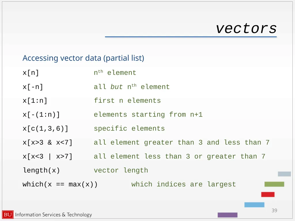 Introduction to R Data Analysis and Calculations - slide 39 of 82