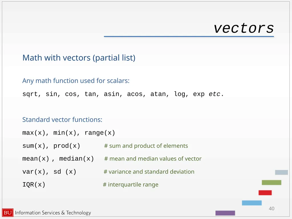 Introduction to R Data Analysis and Calculations - slide 40 of 82