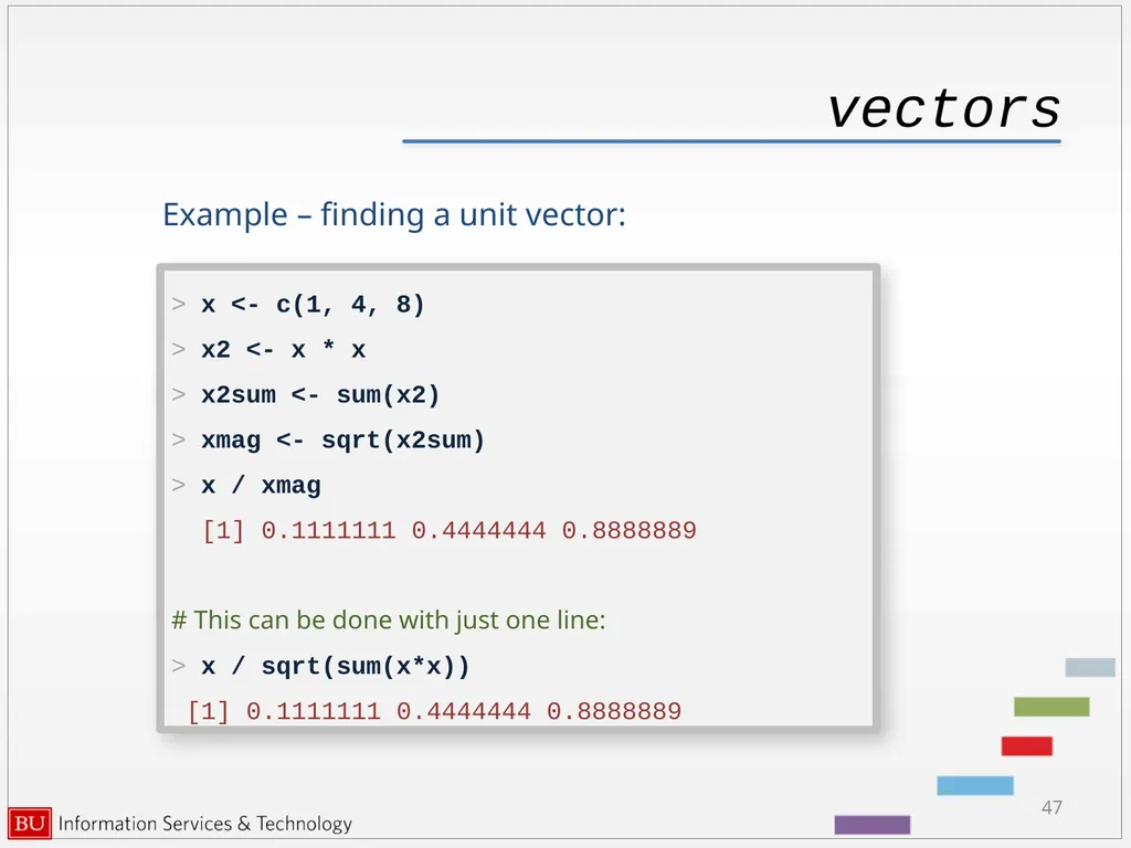 Introduction to R Data Analysis and Calculations - slide 47 of 82