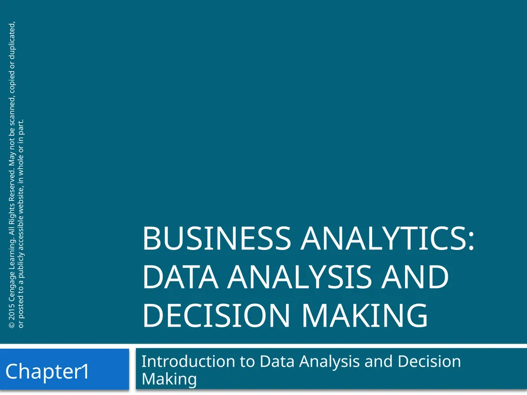 Introduction to Data Analysis and Decision Making
