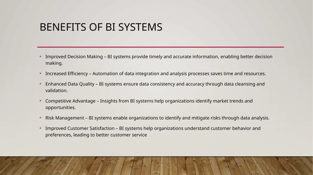business intelligence and analytics systems What - slide 4 of 8
