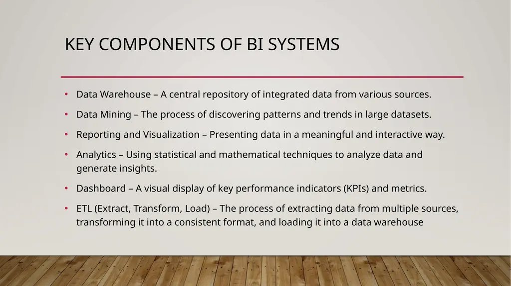 business intelligence and analytics systems What - slide 3 of 8