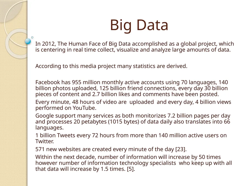 Big Data 5 exabytes (1018 bytes) of data were - slide 3 of 56