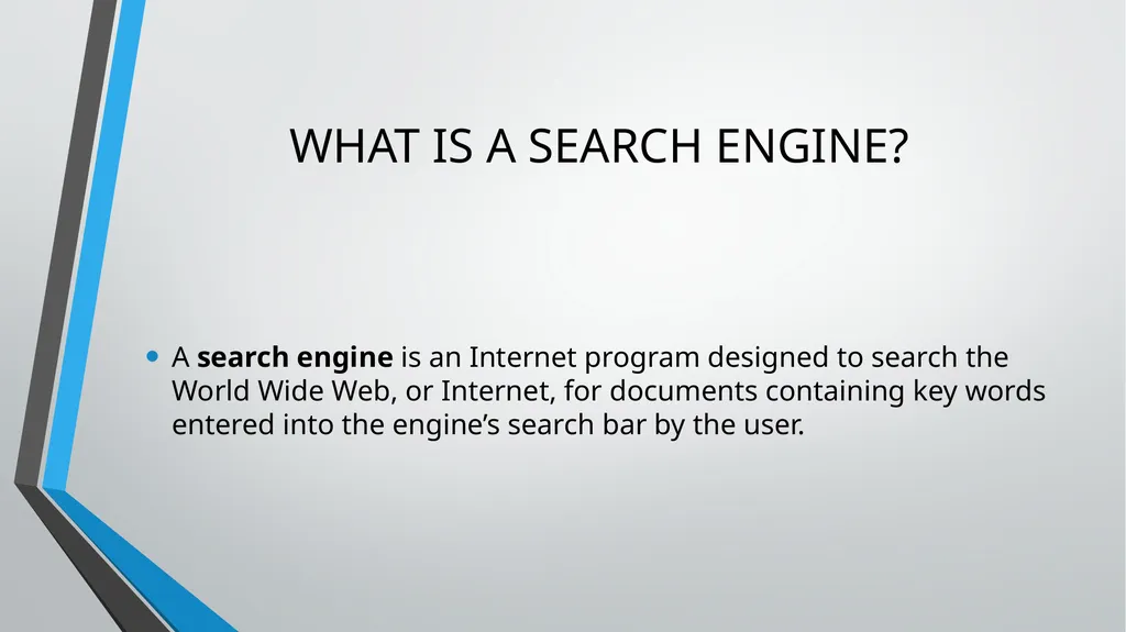 SEARCH ENGINES IBRAHIM KAMARA WHAT IS A SEARCH - slide 2 of 9