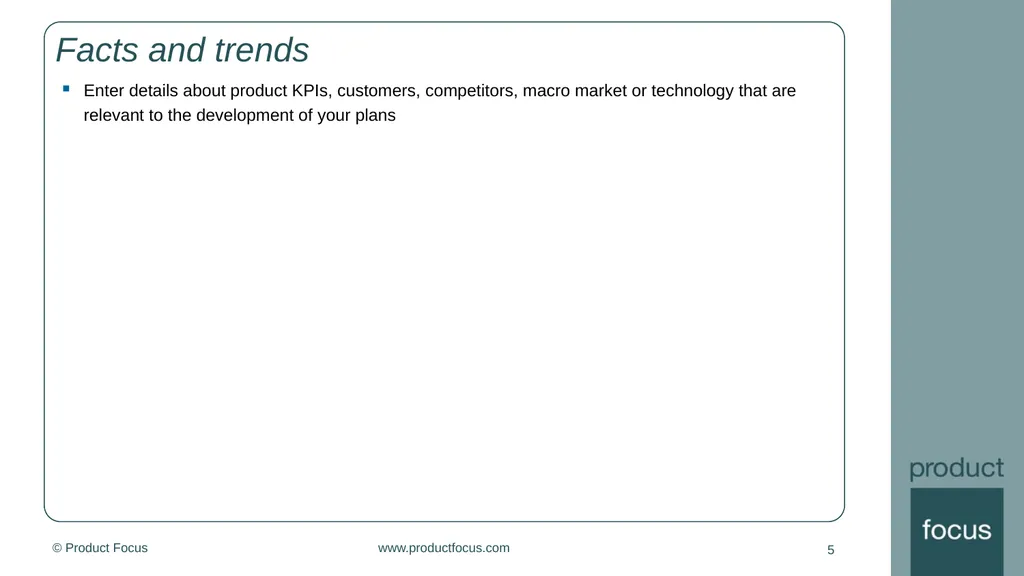 [enter product name here] Product strategy 1 - slide 5 of 11