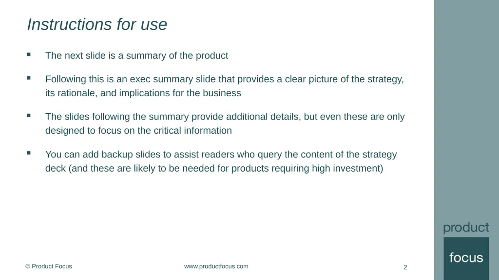 [enter product name here] Product strategy 1 - slide 2 of 11