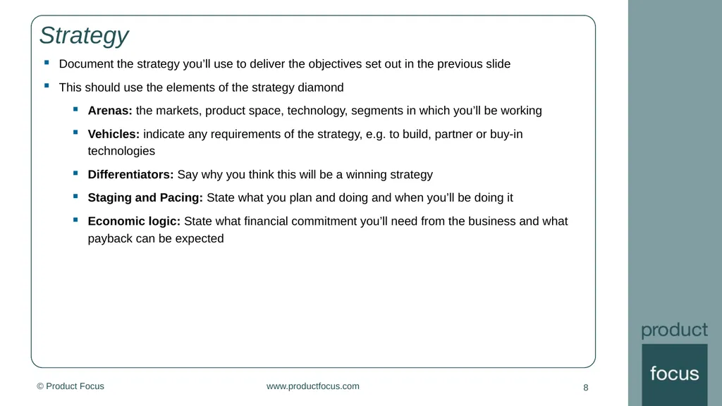 [enter product name here] Product strategy 1 - slide 8 of 11