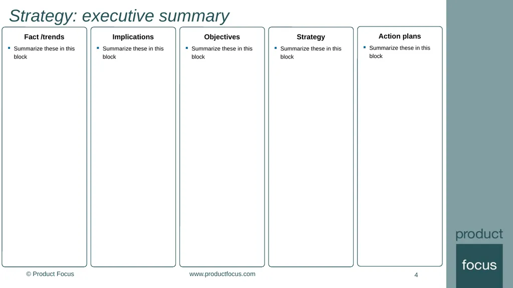 [enter product name here] Product strategy 1 - slide 4 of 11