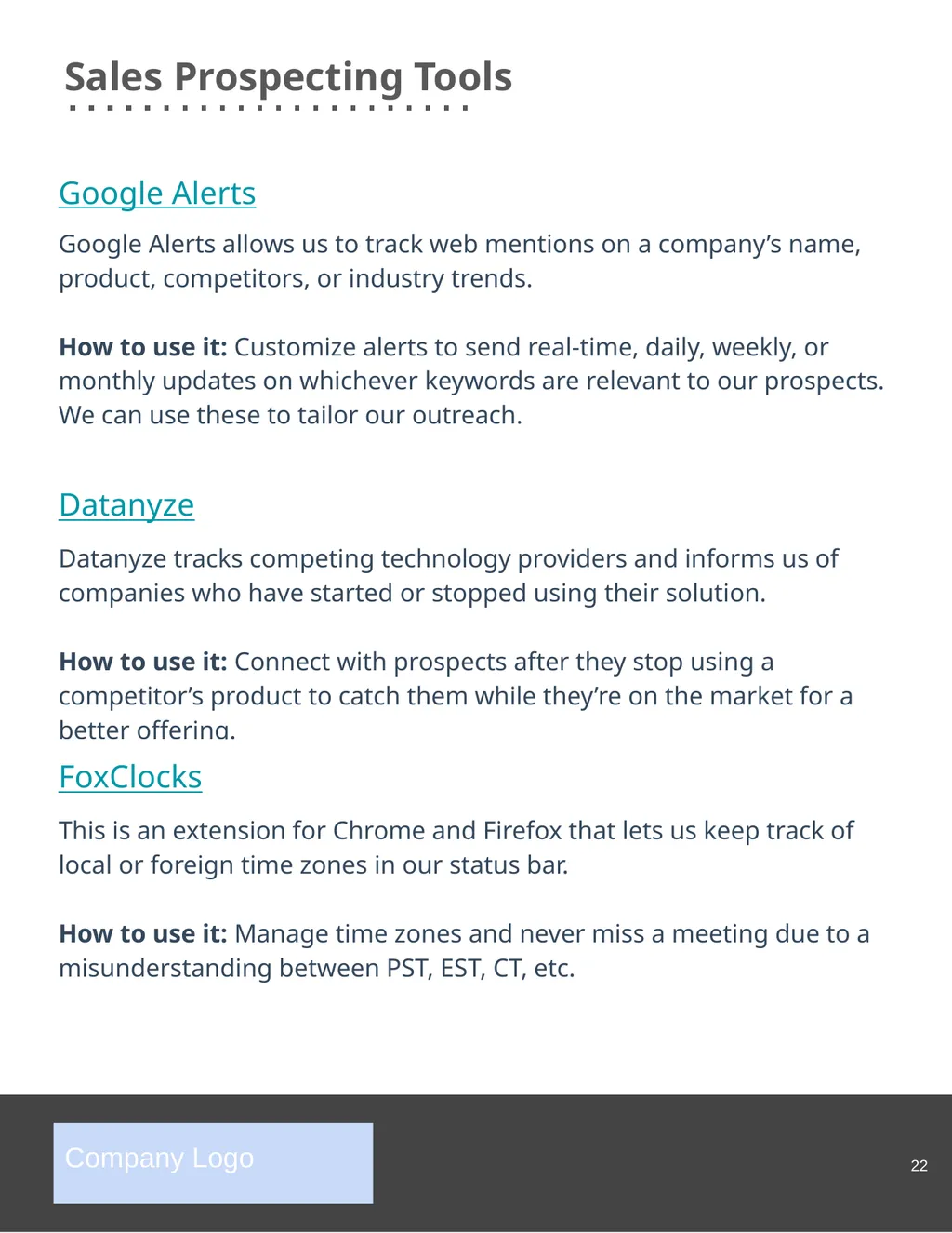The Complete Guide to Sales Prospecting Company - slide 22 of 23