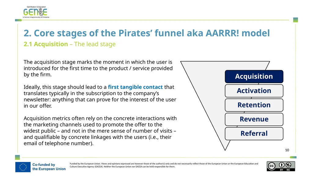 A user guide introduction to the AARRR! funnel - slide 10 of 19
