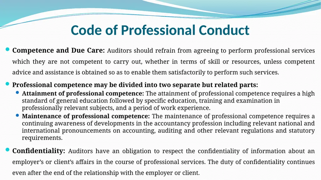 ETHICAL CONSIDERATIONS, CODE OF CONDUCT IN FRAUD - slide 43 of 50