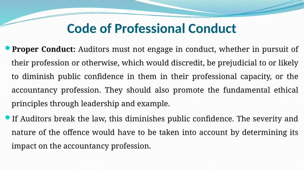 ETHICAL CONSIDERATIONS, CODE OF CONDUCT IN FRAUD - slide 44 of 50