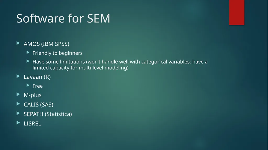 The Basics of Structural Equation Modeling (SEM) - slide 13 of 21