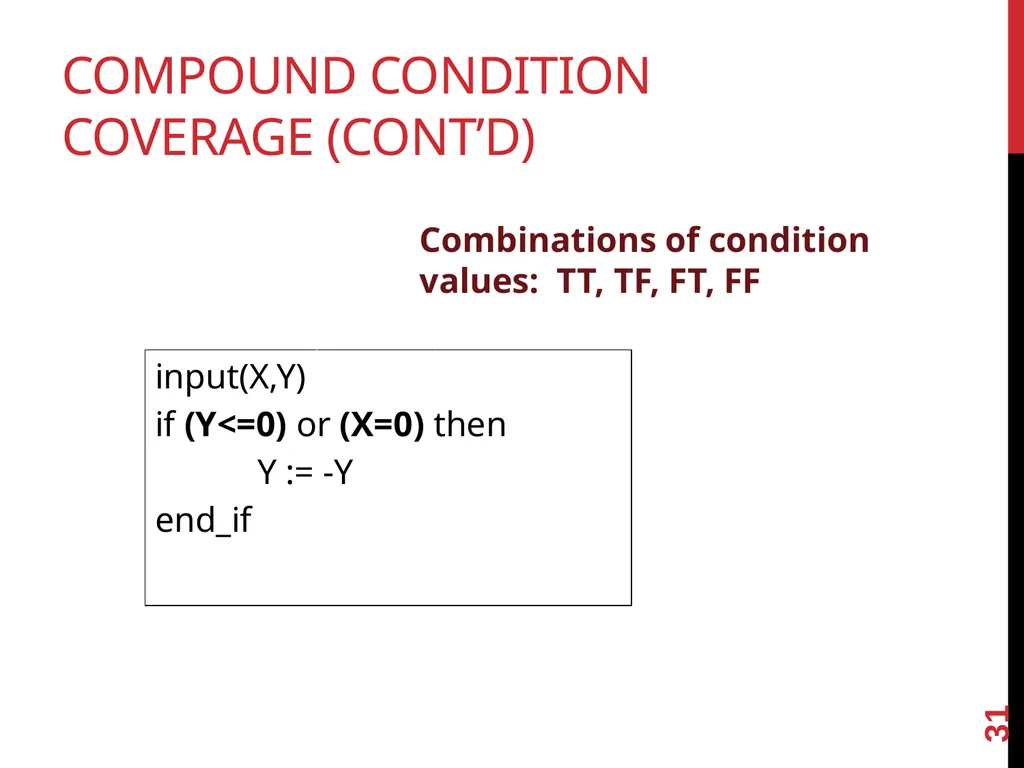Software TestIng White box testing 1 Glass - slide 31 of 50