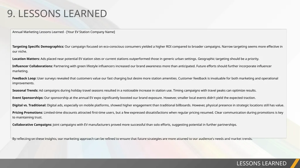 PROJECT REPORT ANNUAL MARKETING REPORT EXAMPLE - slide 11 of 13
