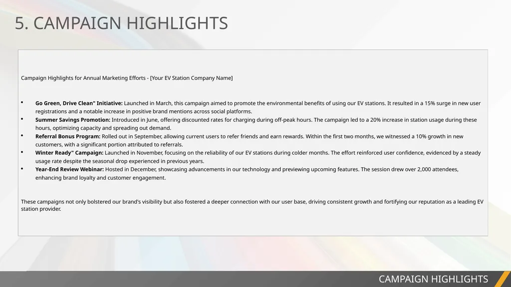 PROJECT REPORT ANNUAL MARKETING REPORT EXAMPLE - slide 7 of 13