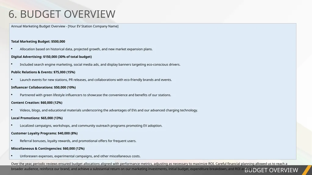 PROJECT REPORT ANNUAL MARKETING REPORT EXAMPLE - slide 8 of 13